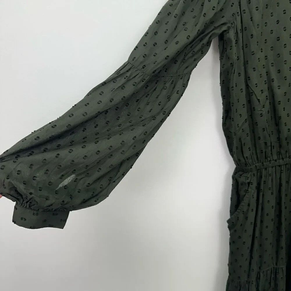 Garnet Hill Women’s Nori Pine Green Ballad Swiss-Dot Maxi Dress - Picture 9 of 13
